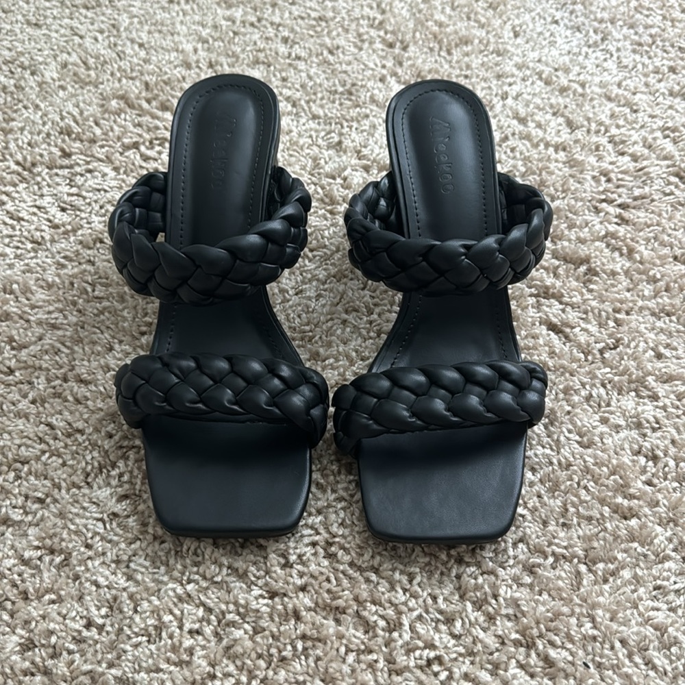 Mieekoo Braided Heeled Sandals - Black